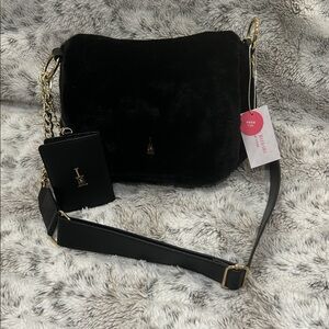 Isaac Mizrahi Black Crossbody Bag with Gold Accents